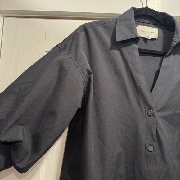 Brochu Walker The Kate Shirt Black Small Minimalist Quiet Luxury Old Money Work - Picture 9 of 16